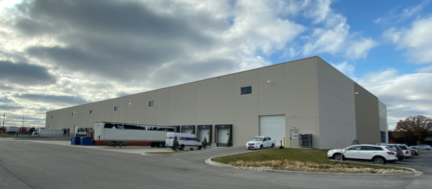 A view of the 845 Larch Speculative Warehouse side with seven new loading bays built by Keeley Construction, Inc.